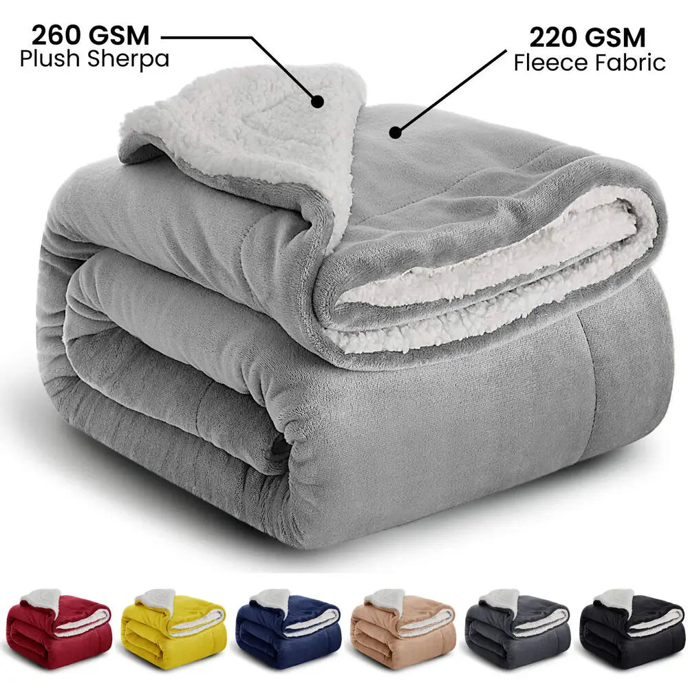 Soft Sherpa Blanket - Warm Throw Blanket for Bed, Couch & Sofa