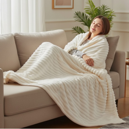 Soft Fleece Throw Blanket – Cozy for Bed or Couch